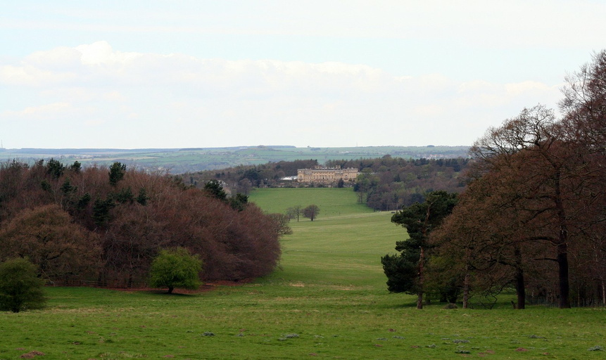 Harewood House from footpath on Lodge Hills
