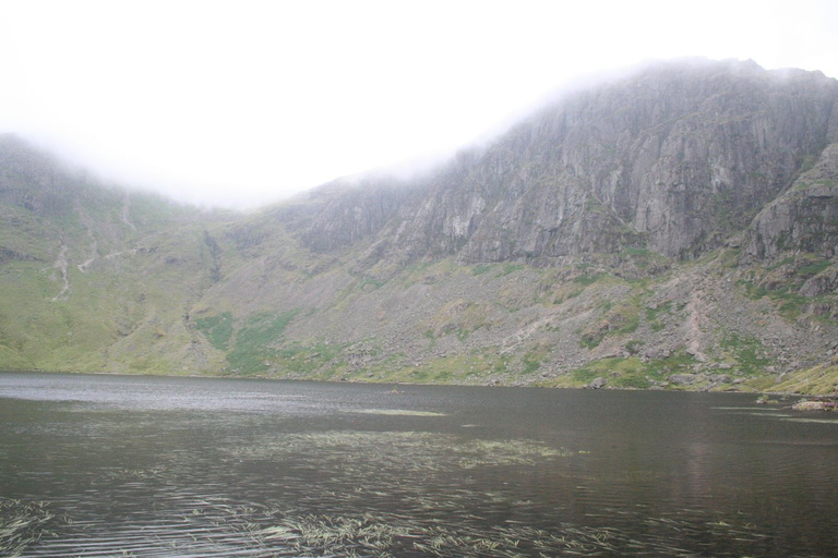 Stickle Tarn with Harrison Pike and Pavey Ark in low cloud behind