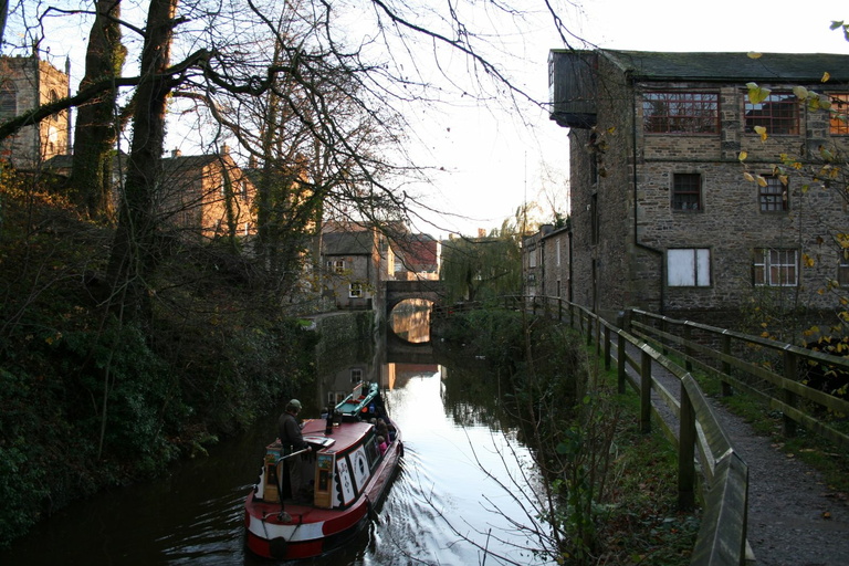 Canal boat below Skipton Castle