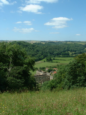 View from Rievaulx Terrace to Rievaulx Abbey