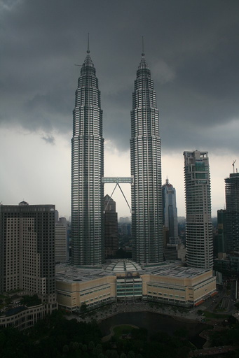 Petronas Towers from top of Traders' Hotel