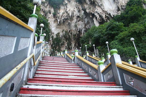 Steps up to the Temple Cave at Batu Caves