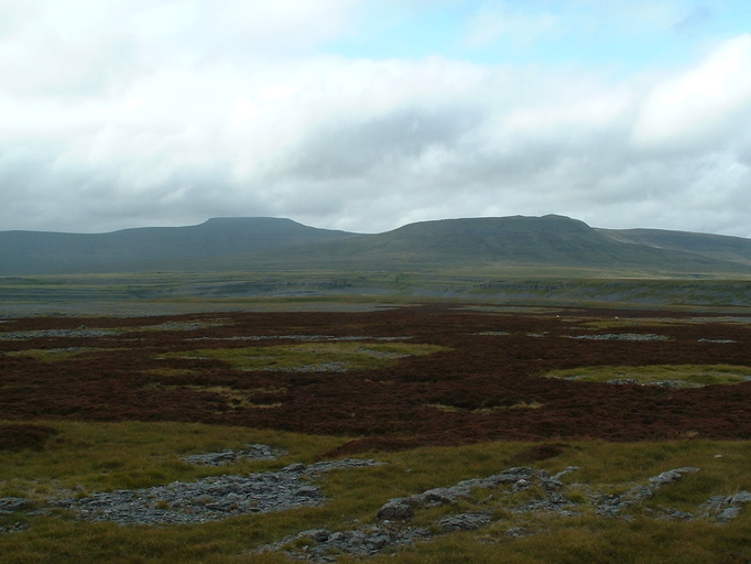 View of Ingleborough and Simon Fell from above Moughton Scars