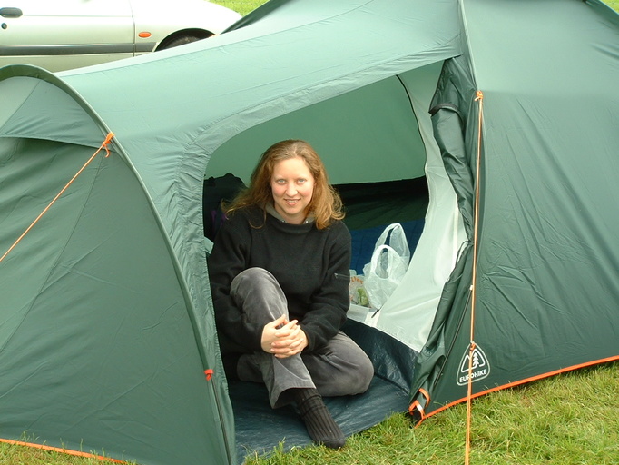 Heidi in tent