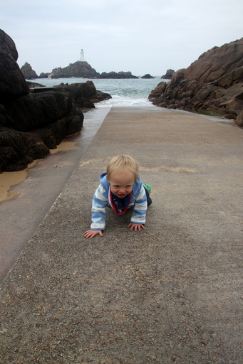 Alastair on the slip at Corbiere