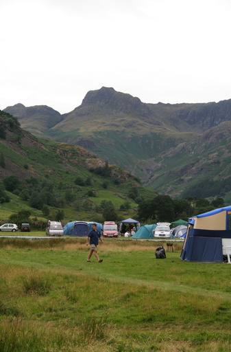 Langdale Pikes over campsite