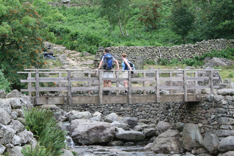 Chris and Rachel on footbridge over Stickle Ghyll
