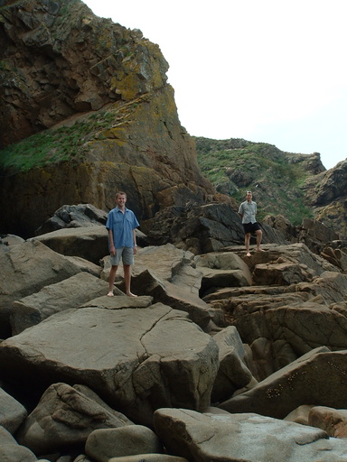 Simon and Lawrie on rocks
