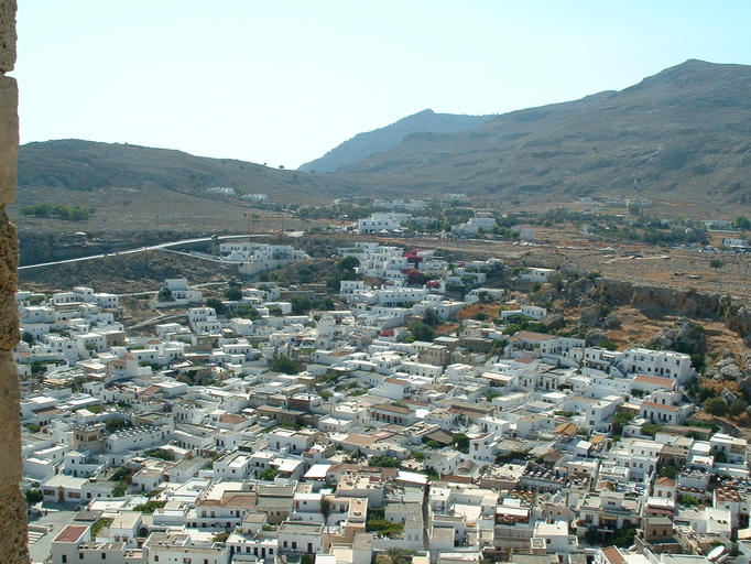Looking down on Lindos town