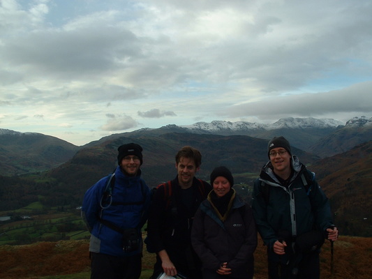 Maurice, Frank, Heidi and Richard on summit of Loughrigg Fell