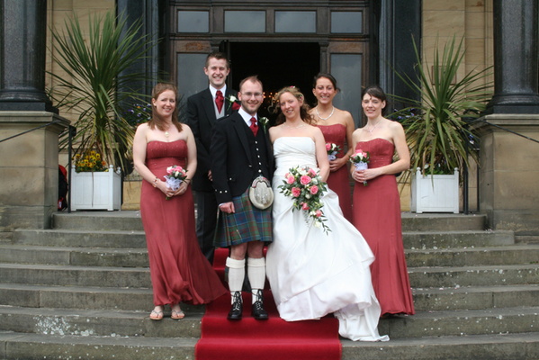 Heidi and Mo with best man and bridemaids