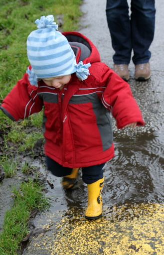 Stepping in puddles